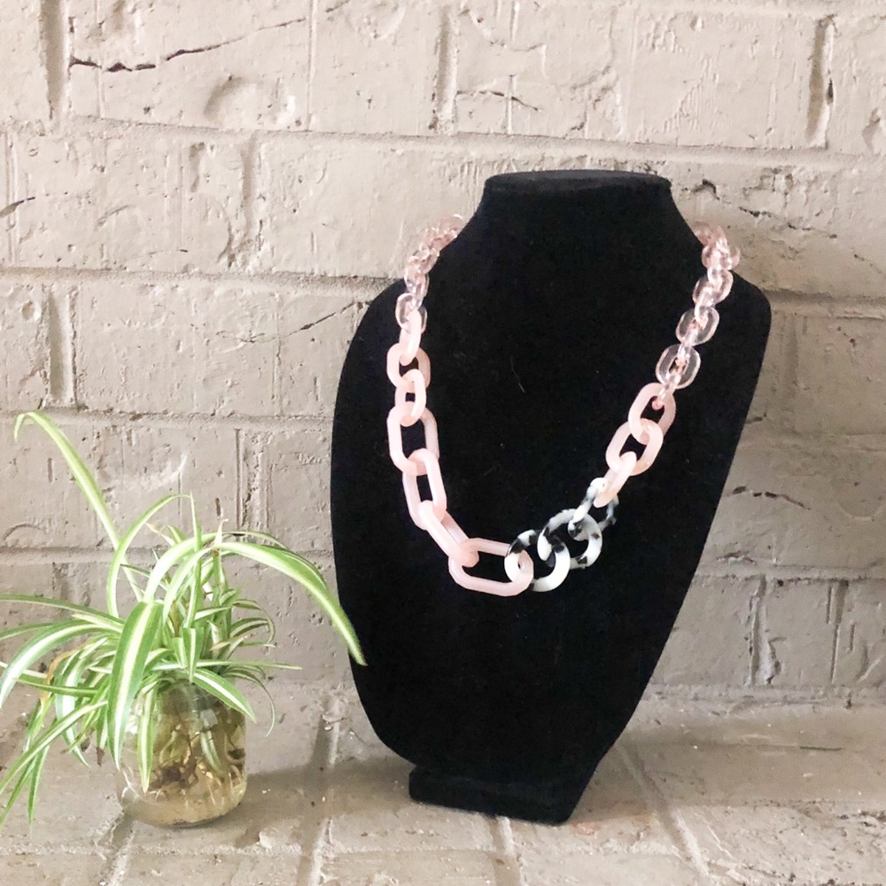 Banana Republic Pink Resin Chain Necklace